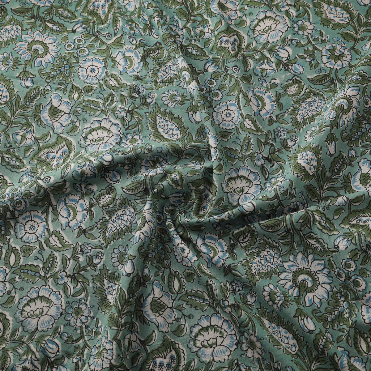 Floral Sanganeri Hand Block Print Cotton Fabric 08