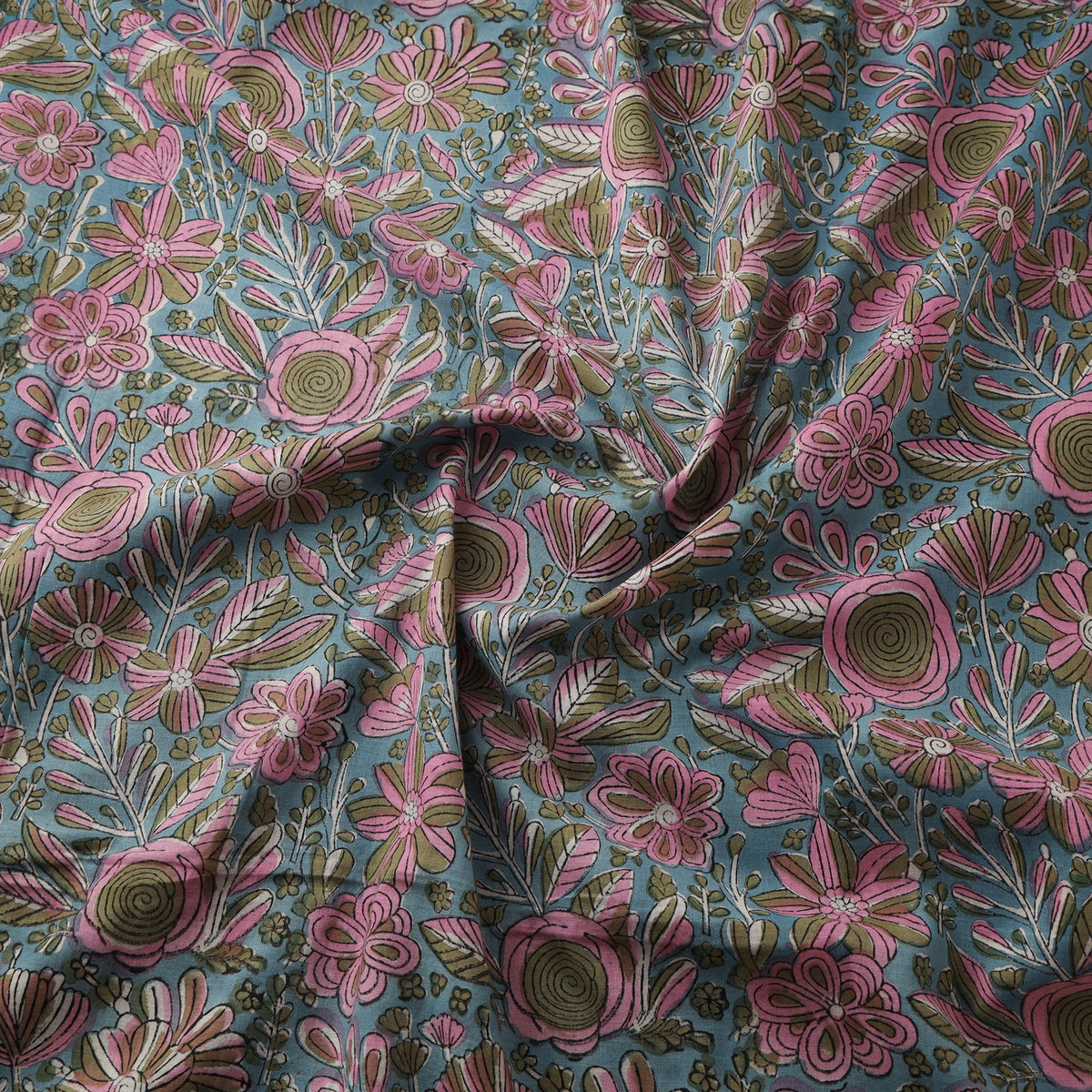 Floral Sanganeri Hand Block Print Cotton Fabric 09