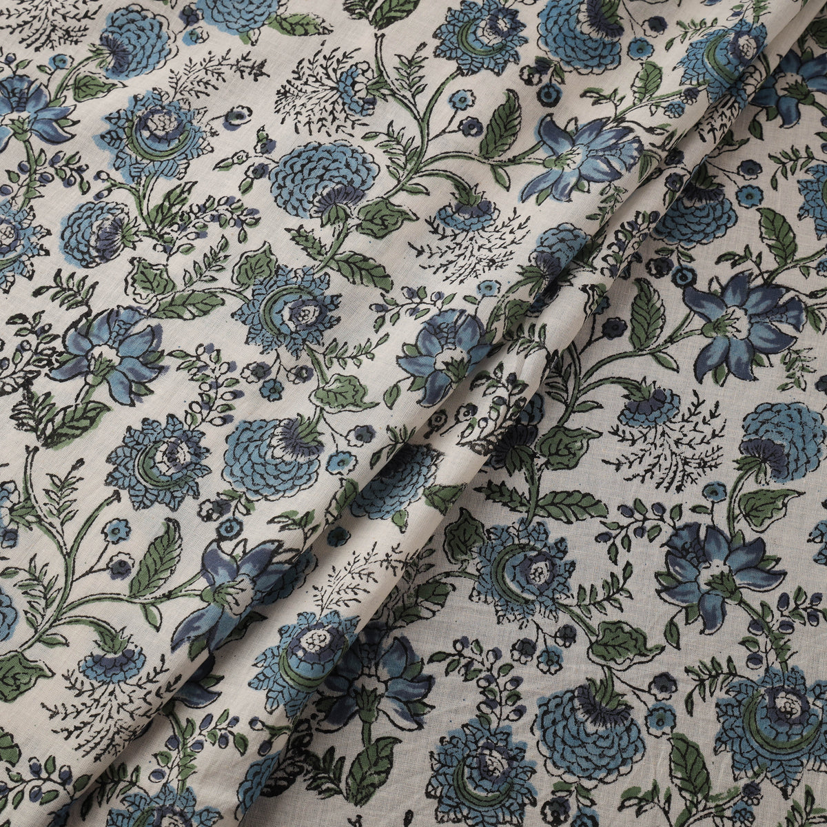 Floral Sanganeri Hand Block Print Cotton Fabric 11