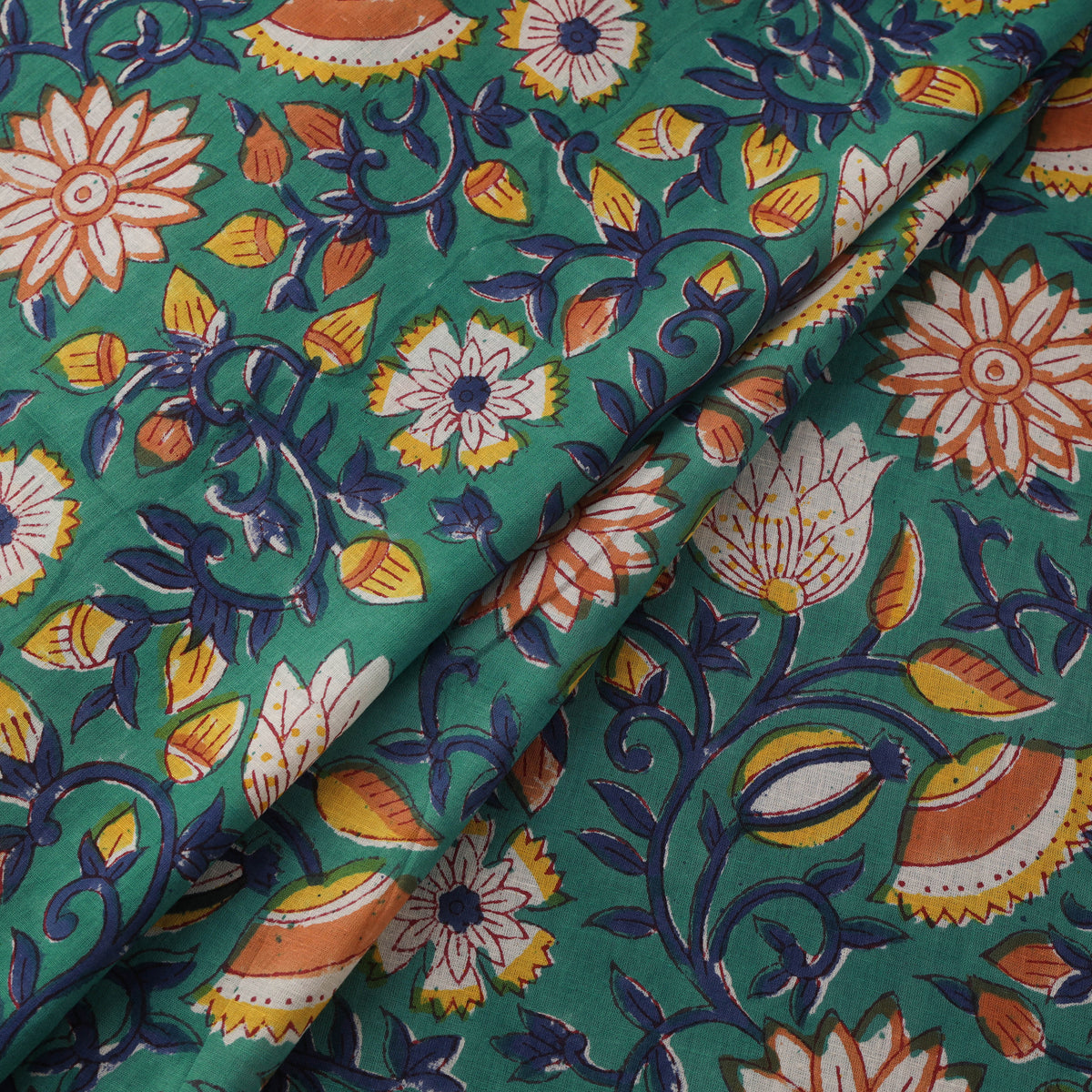 Floral Sanganeri Hand Block Print Cotton Fabric 12