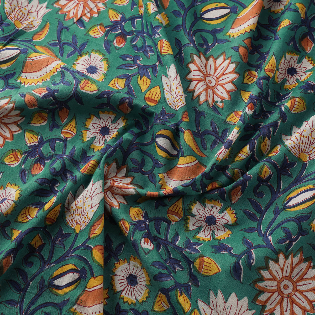 Floral Sanganeri Hand Block Print Cotton Fabric 12