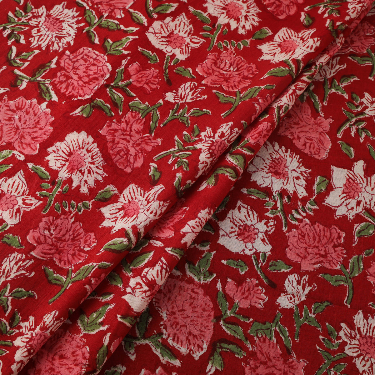 Floral Sanganeri Hand Block Print Cotton Fabric 13
