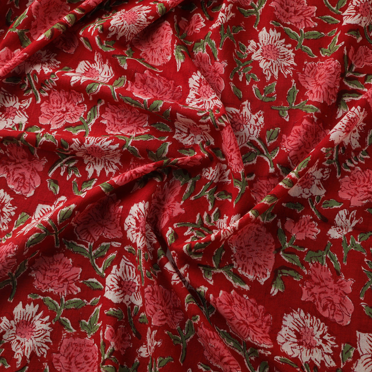 Floral Sanganeri Hand Block Print Cotton Fabric 13