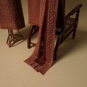 Barmer Applique Cutwork Cotton Unstitched Dress Material: Kurta, Bottom & Dupatta 04