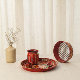 Traditional handpainted karwa chauth thali set 01