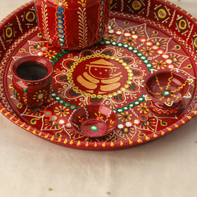 Traditional handpainted karwa chauth thali set 01