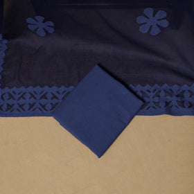 Barmer Applique Cutwork Cotton Unstitched Dress Material: Kurta, Bottom & Dupatta 10