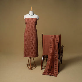 Barmer Applique Cutwork Cotton Unstitched Dress Material: Kurta, Bottom & Dupatta 12