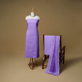 Barmer Applique Cutwork Cotton Unstitched Dress Material: Kurta, Bottom & Dupatta 14