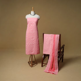 Barmer Applique Cutwork Cotton Unstitched Dress Material: Kurta, Bottom & Dupatta 16