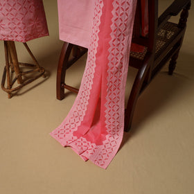 Barmer Applique Cutwork Cotton Unstitched Dress Material: Kurta, Bottom & Dupatta 16