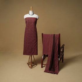 Barmer Applique Cutwork Cotton Unstitched Dress Material: Kurta, Bottom & Dupatta 17