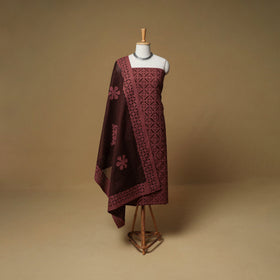 Barmer Applique Cutwork Cotton Unstitched Dress Material: Kurta, Bottom & Dupatta 17