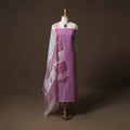 Pochampally Ikat Cotton Unstitched Dress Material: Kurta & Dupatta with Jewellery 01