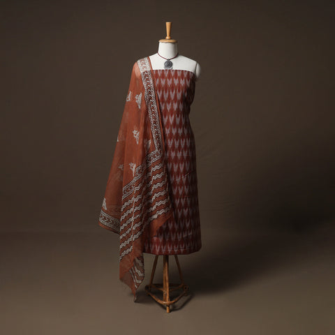 Pochampally ikat cotton unstitched dress material: kurta &