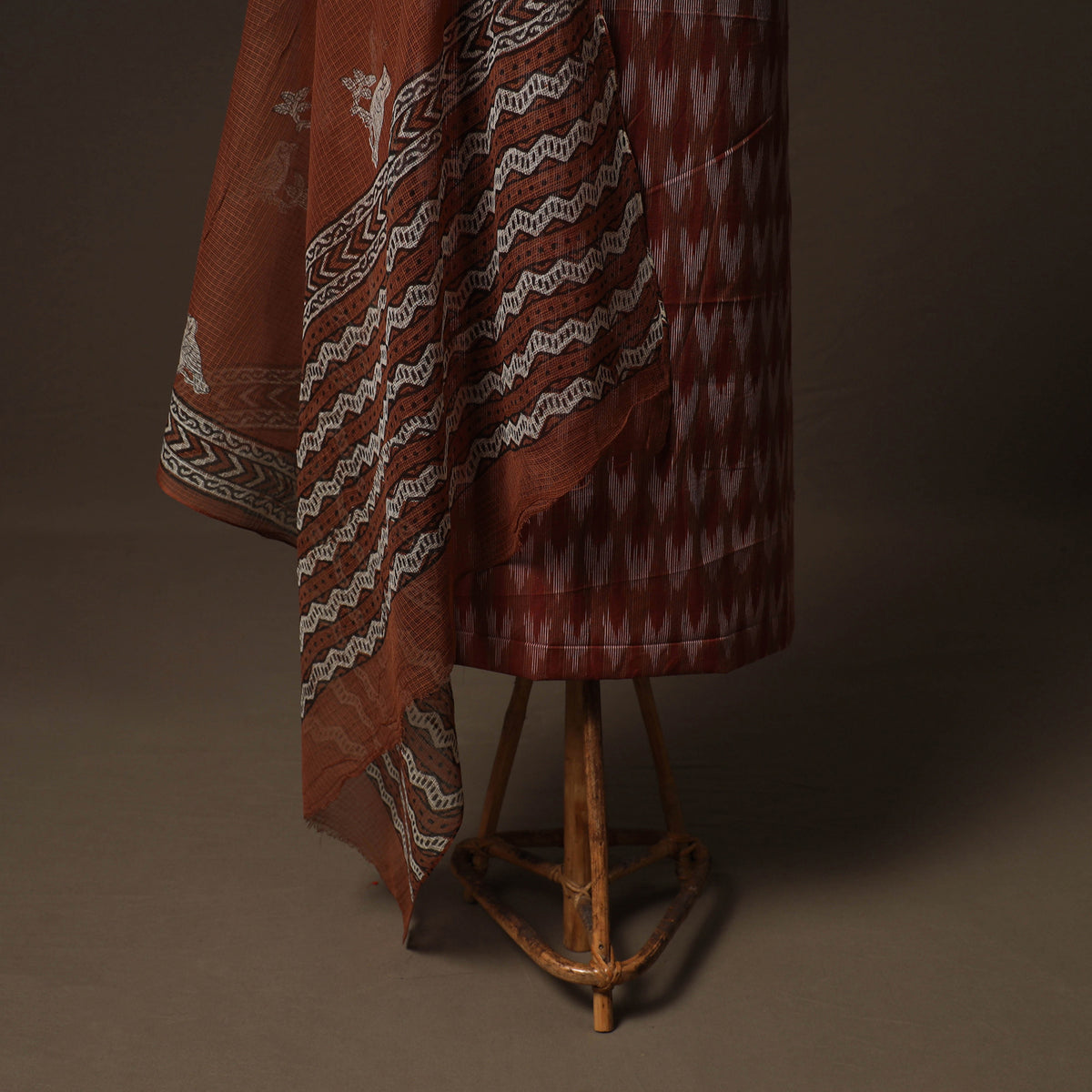 Pochampally ikat cotton unstitched dress material: kurta &