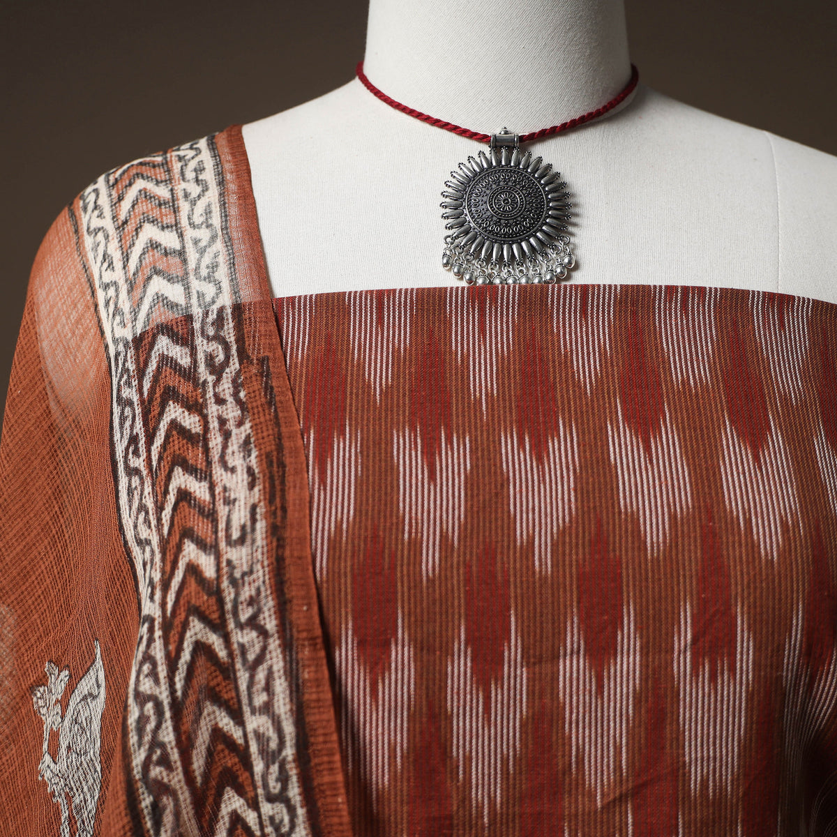 Pochampally ikat cotton unstitched dress material: kurta &