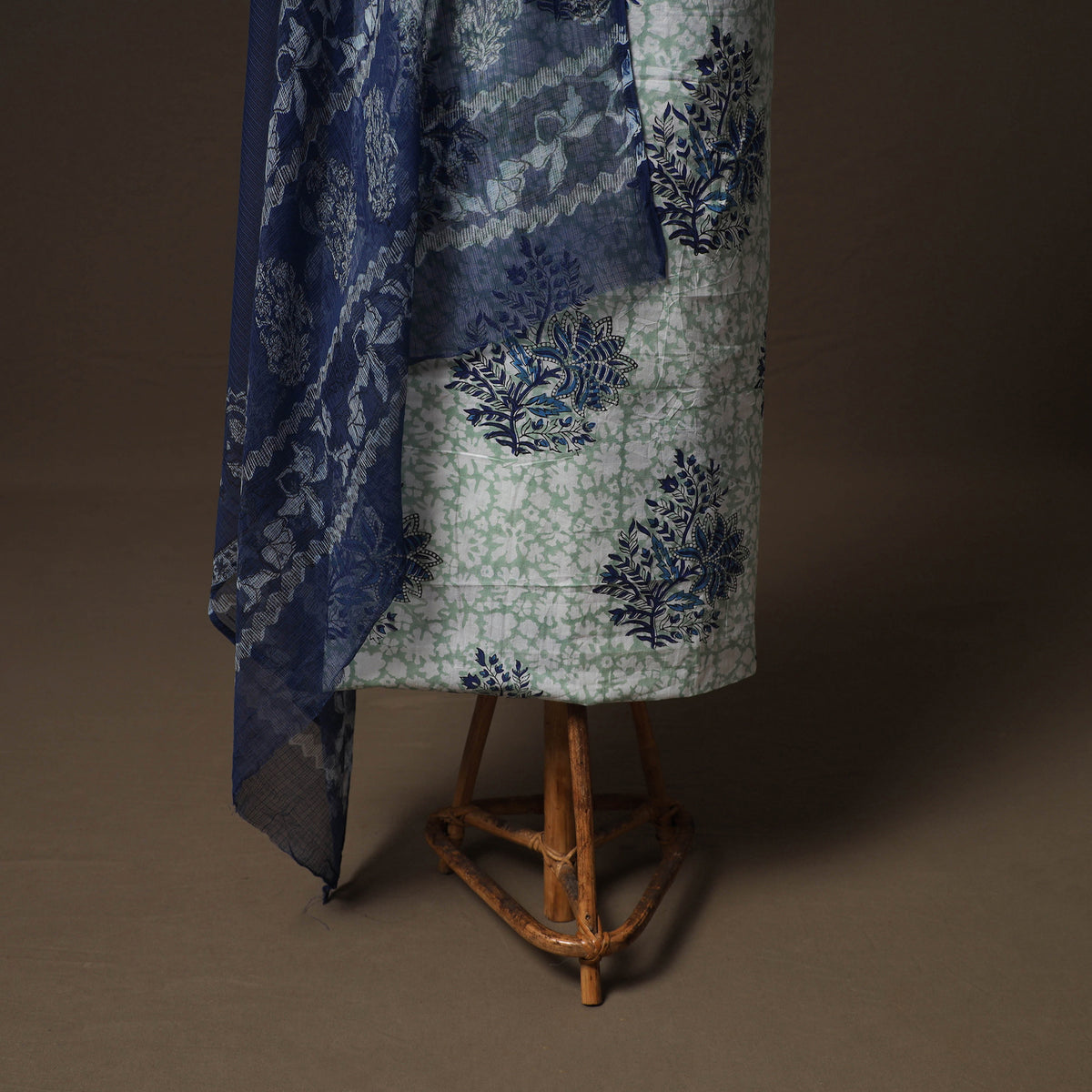 Sanganeri block print cotton unstitched dress material: