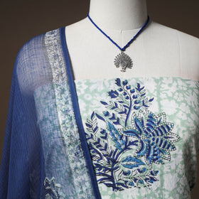 Sanganeri block print cotton unstitched dress material: