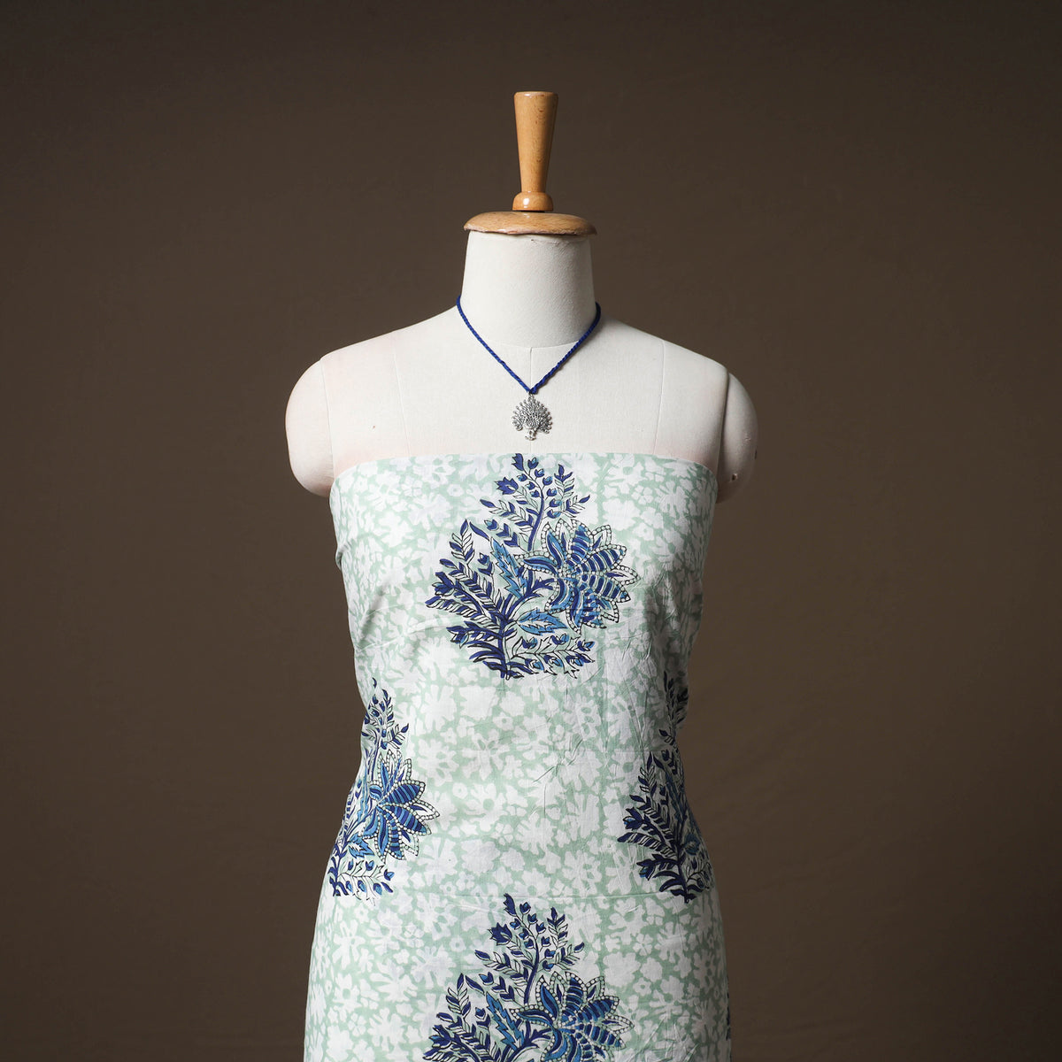 Sanganeri block print cotton unstitched dress material: