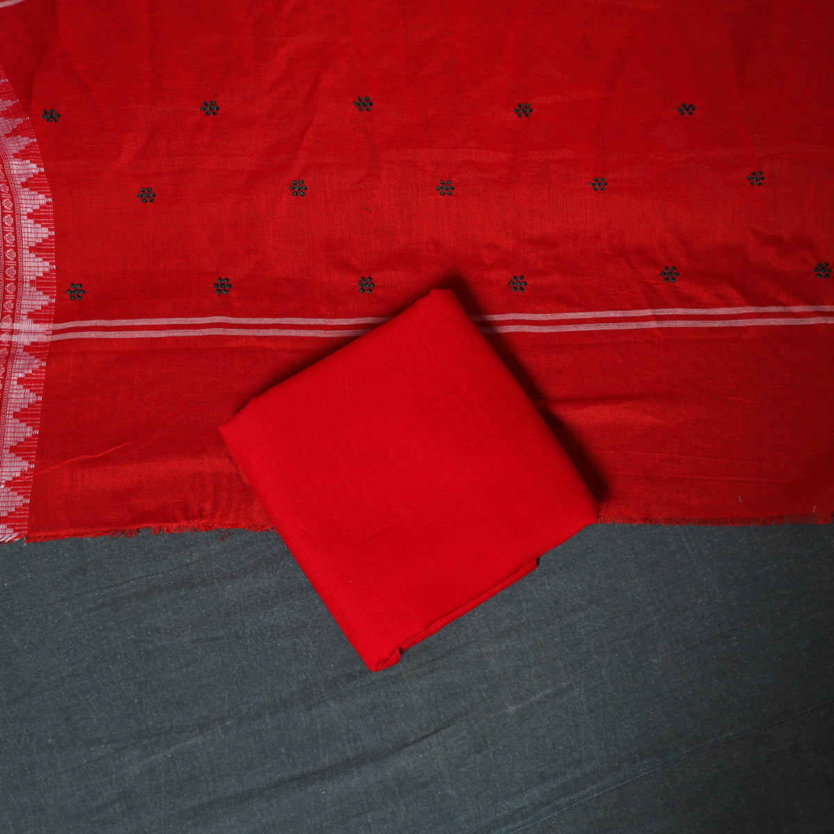 Sambalpuri Ikat Cotton Unstitched Dress Material: Kurta, Bottom with Dupatta 06