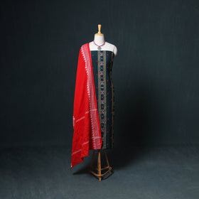 Sambalpuri Ikat Cotton Unstitched Dress Material: Kurta, Bottom with Dupatta 06