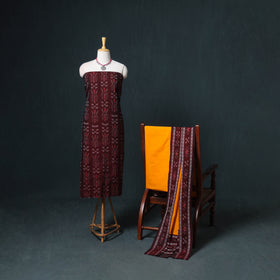 Sambalpuri Ikat Cotton Unstitched Dress Material: Kurta, Bottom with Dupatta 01