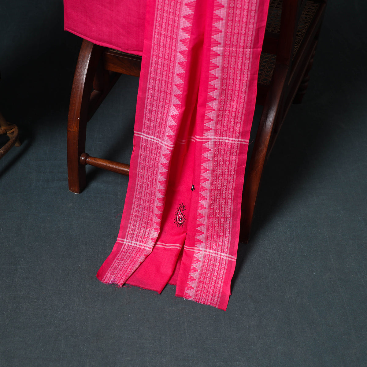 Sambalpuri Ikat Cotton Unstitched Dress Material: Kurta, Bottom with Dupatta 02