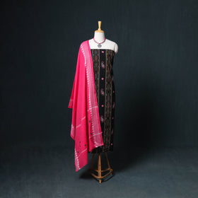 Sambalpuri Ikat Cotton Unstitched Dress Material: Kurta, Bottom with Dupatta 02