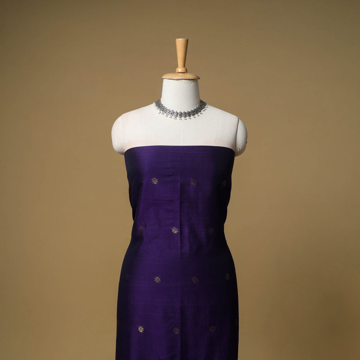 Jacquard Zari Buti Handloom Mercerised Cotton Unstitched Dress Material: Kurta with Dupatta 01