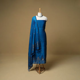 Jacquard Zari Buti Handloom Mercerised Cotton Unstitched Dress Material: Kurta with Dupatta 02
