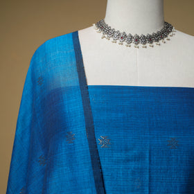 Jacquard Zari Buti Handloom Mercerised Cotton Unstitched Dress Material: Kurta with Dupatta 02