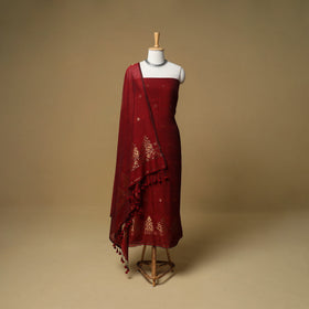 Jacquard Zari Buti Handloom Mercerised Cotton Unstitched Dress Material: Kurta with Dupatta 03