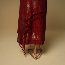 Jacquard Zari Buti Handloom Mercerised Cotton Unstitched Dress Material: Kurta with Dupatta 03