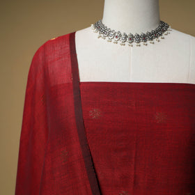 Jacquard Zari Buti Handloom Mercerised Cotton Unstitched Dress Material: Kurta with Dupatta 03