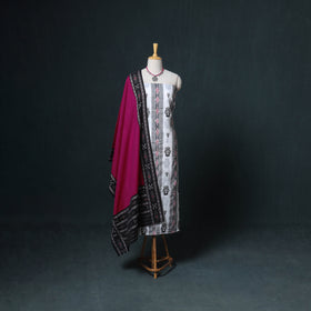Sambalpuri Ikat Cotton Unstitched Dress Material: Kurta, Bottom with Dupatta 08
