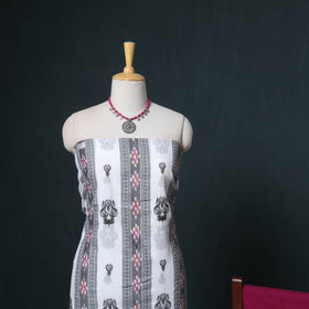 Sambalpuri Ikat Cotton Unstitched Dress Material: Kurta, Bottom with Dupatta 08