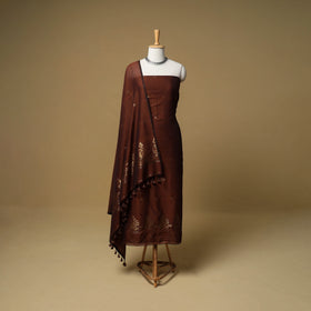 Jacquard Zari Buti Handloom Mercerised Cotton Unstitched Dress Material: Kurta with Dupatta 04