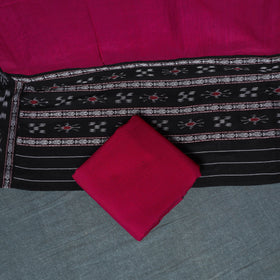 Sambalpuri Ikat Cotton Unstitched Dress Material: Kurta, Bottom with Dupatta 08