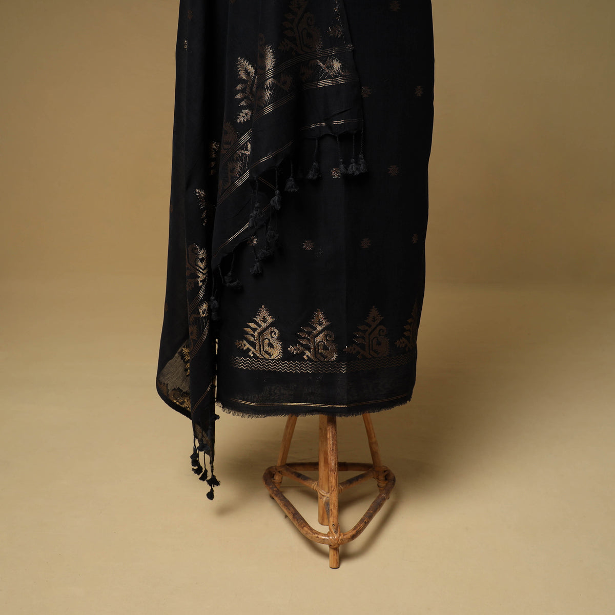 Jacquard Zari Buti Handloom Mercerised Cotton Unstitched Dress Material: Kurta with Dupatta 05