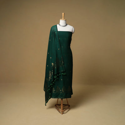 Jacquard Zari Buti Handloom Mercerised Cotton Unstitched Dress Material: Kurta with Dupatta 06