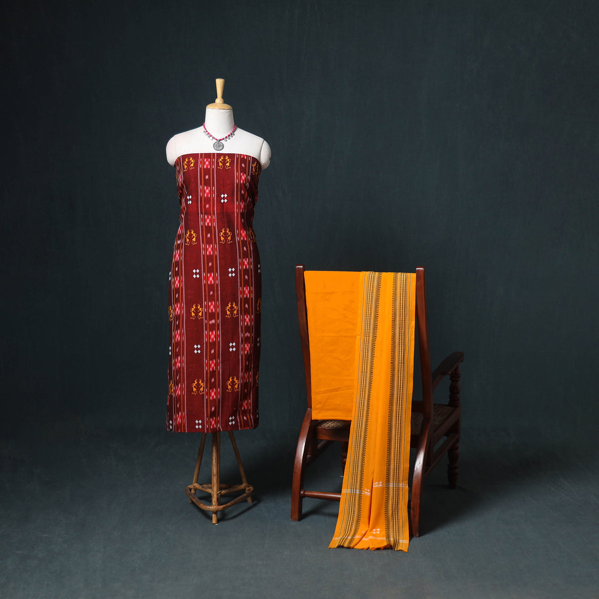 Sambalpuri ikat cotton unstitched dress material: kurta