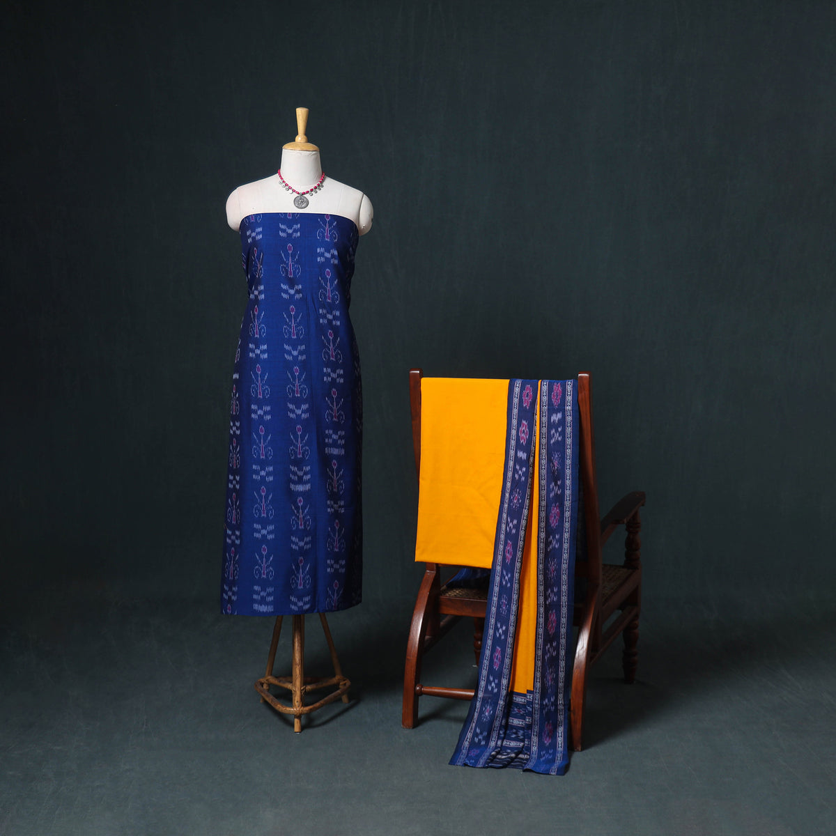 Sambalpuri ikat cotton unstitched dress material: kurta
