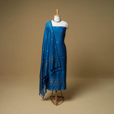 Jacquard Zari Buti Handloom Mercerised Cotton Unstitched Dress Material: Kurta with Dupatta 08