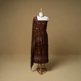 Jacquard Zari Buti Handloom Mercerised Cotton Unstitched Dress Material: Kurta with Dupatta 09