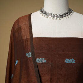 Jacquard Zari Buti Handloom Mercerised Cotton Unstitched Dress Material: Kurta with Dupatta 09