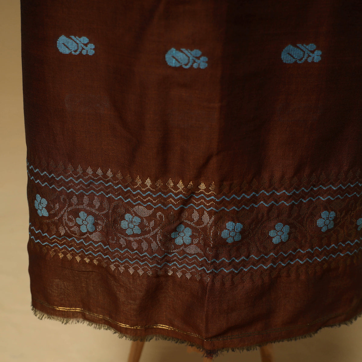 Jacquard Zari Buti Handloom Mercerised Cotton Unstitched Dress Material: Kurta with Dupatta 09