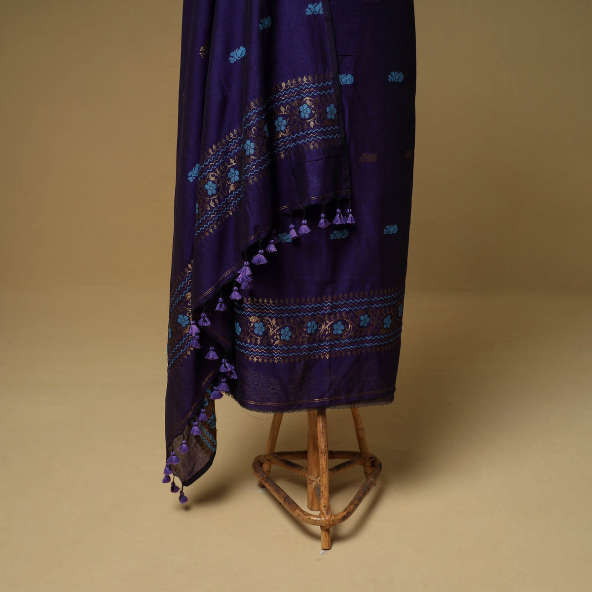 Jacquard Zari Buti Handloom Mercerised Cotton Unstitched Dress Material: Kurta with Dupatta 10