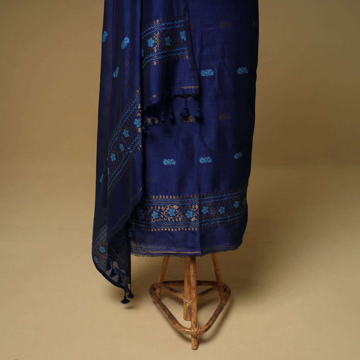 Jacquard Zari Buti Handloom Mercerised Cotton Unstitched Dress Material: Kurta with Dupatta 11