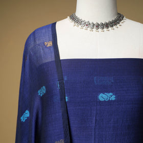 Jacquard Zari Buti Handloom Mercerised Cotton Unstitched Dress Material: Kurta with Dupatta 11